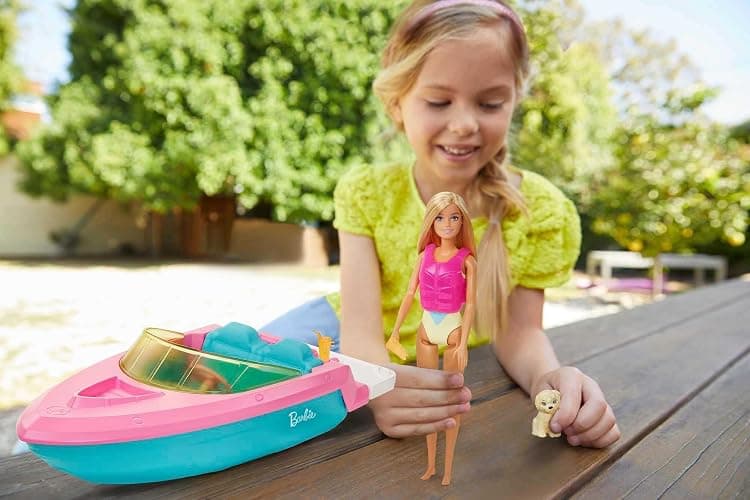 Barbie Boat with Puppy and Themed Accessories, Fits 3 Dolls, Floats in Water, Great Toy for 3 to 7 Year Olds thumbnail 2