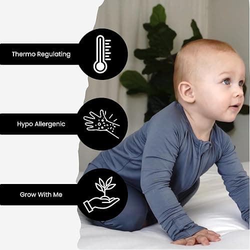 ITSY BITSY BOUTIQUE Viscose Bamboo Baby Pajamas - Boys and Girls Footie Sleeper Convertible 2-Way Zipper Sleeper - 0-3 Months - Serenity Blue thumbnail 4