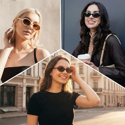 JATEBI 4 Pack Retro Oval/Rectangular Sunglasses for Women Men 90s y2k Small Vintage Style UV Protection Sun Glasses thumbnail 6