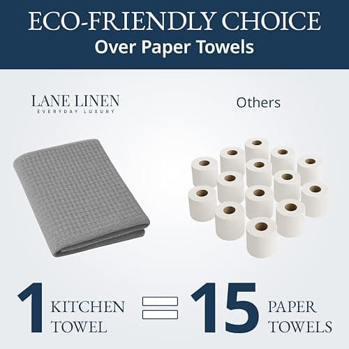 Kitchen Towels and Dishcloths Set - Pack of 6 Cotton Dish Cloths, 18”x 28”, Soft Hand Towels for Kitchen, Absorbent Tea Towels, Premium Kitchen Dish Towels, Quick Drying Cleaning Towels - Grey Towels thumbnail 8