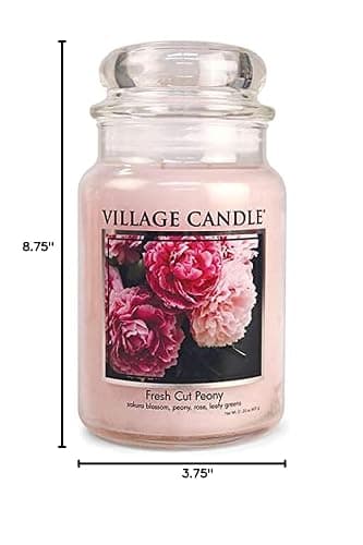 Village Candle Fresh Cut Peony Large Glass Apothecary Jar, Scented Candle, 21.25 oz. thumbnail 3