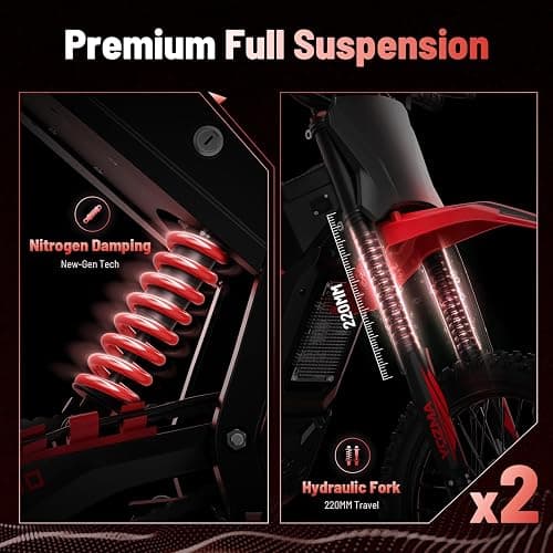 Yozma IN10 Electric Dirt Bike, 2600W 40MPH Electric-Motorcycle with 48V/23AH Battery Ebike, Full Hydraulic Brakes and Suspensions Mountain Off-Road E Dirt Bike, for Teens & Adults thumbnail 8