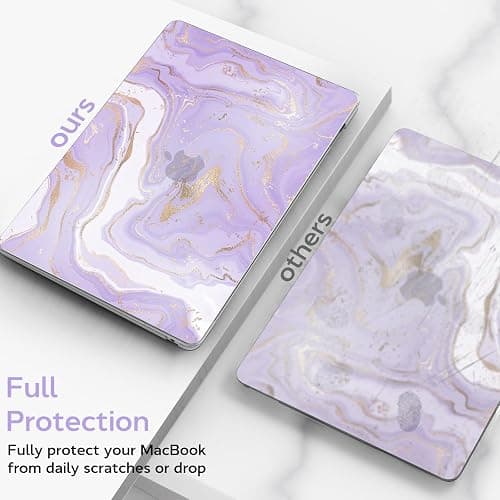 B BELK Compatible with MacBook Air 13 inch Case 2021 2020 2019 2018 M1 A2337 A2179 A1932 Touch ID, Plastic Hard Shell+ 2 Keyboard Cover+ Screen Protector for MacBook Air 13.3 inch Case, Purple Marble thumbnail 5