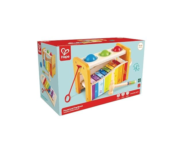 Hape Pound & Tap Bench with Slide Out Xylophone - Award Winning Durable Wooden Musical Pounding Toy for Toddlers thumbnail 9
