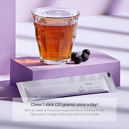 107 ARONIA Vinegar Low Molecular Collagen Jelly Stick l Vitamin, Collagen, Hyaluronic Acids, Elastin, Probiotic l Korean Beauty Collagen l Inner Beauty Collagen Sticks (20g x 14 Pouches) thumbnail 7