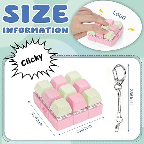 Axlksia Creamy Keyboard Fidget Toy, Fidget Clicker Keyboard Fidget Keychain, Button Fidget Gifts for Adults to Relieve Stress and Pass Time (9-in-1 E) thumbnail 3