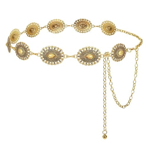 LEACOOLKEY Western Concho Belt for Women Cowgirl Boho Waist Chain Belt for Dresses Jeans Pants - Image 1
