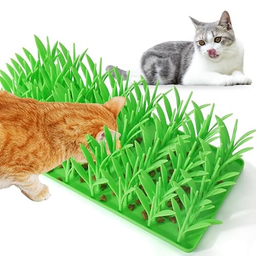 Palksky Silicone Grass Mat for Cats, Slow Food Cat Grass Mat for Indoor Cats, Foraging Snuffle Mat for Dog/Cat, Interactive Enrichment Cat Mat, green - Image 1