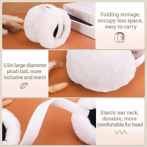 Lainlight Earmuffs for Women Winter Warm Foldable Ear Muffs Faux Fur Cute Fuzzy Ear Warmers for Girls Women thumbnail 3
