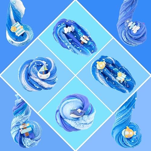 6-Pack Blue Slime Kit for Kids, Butter Cloud Squishy Birthday Gift Set | Party favor, goodie bag stuffer, Easter basket filler and sensory slime toy for boys and girls ages 4-10 thumbnail 8
