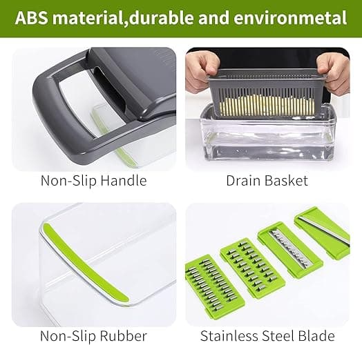 Tirana 19 in 1 Vegetable Chopper Box Onion Chopper Salad Chopper Food Dicer Mandoline Vegetable Slicer Mandolin Slicer Onion Cutter thumbnail 5