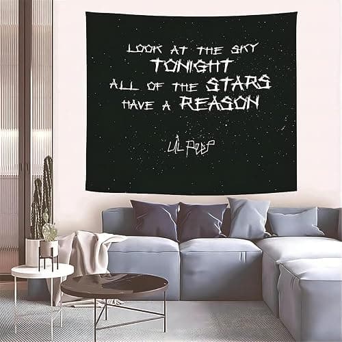 Lil Peep Tapestry Poster, Rapper Tapestry Wall Tapestry 3D Boutique Art Tapestry Wall Hanging Pop Art Home Decorations for Living Room Bedroom Dorm Decor 60 x 51 in (Color 1) thumbnail 4