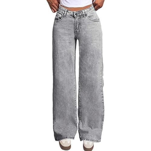 Girls Bow Jeans Trendy High Waist Wide Leg Baggy Denim Pants Casual Y2k Preppy Streetwear Cute Straight Trousers with Pocket - Image 1