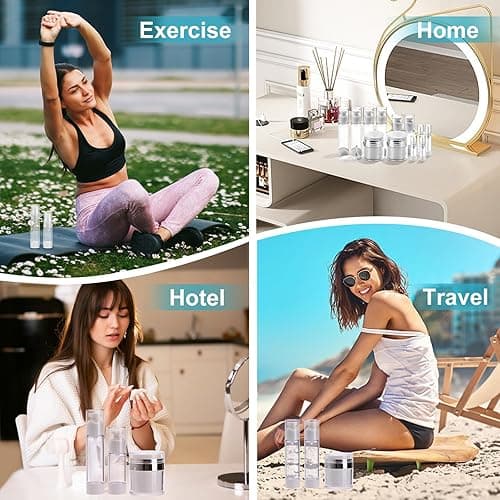 18 Pack Bubimon Airless Pump Jars, 1.7/1/0.7/0.34oz Cosmetic Containers, Leak Proof Refillable jar for Toiletries, Cream Lotion, Eye Cream, Liquid, Foundation, Shampoo (BPA Free) thumbnail 7