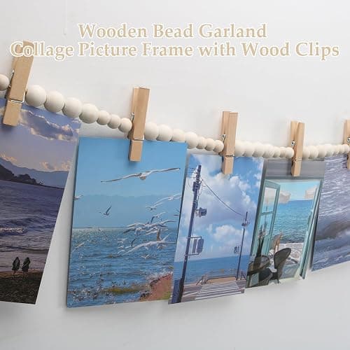 3PCS Hanging Photo Display with 45 Clips, 67 Inch Boho Wooden Bead Garland Photo Banner, Kids Art Display Collage Picture Postcard Display, Photo String for Bedroom Dorm Cubicle Wall Decor Teen Gifts thumbnail 5