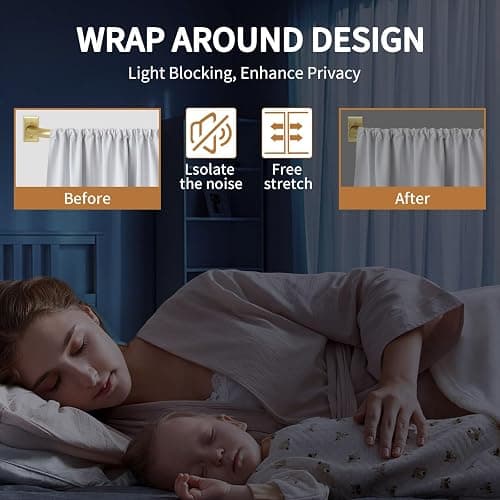 ZYRW Gold Curtain Rod, Room Darkening Rods for Windows 28 to 48 Inches(2.3-4Ft), Wrap Around Curtain Rods, Heavy Duty Blackout Drapery, Modern Decorative Window Treatment Rod, Gold thumbnail 2