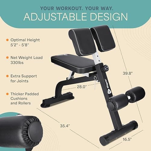 LifePro SculptTrainer Roman Chair with 330 lb Capacity — Incline Adjustable Hyperextension Bench for All-in-One Body Workout — Foldable Home Gym Back Extension Machine for Glutes, Core & Lower Back thumbnail 5