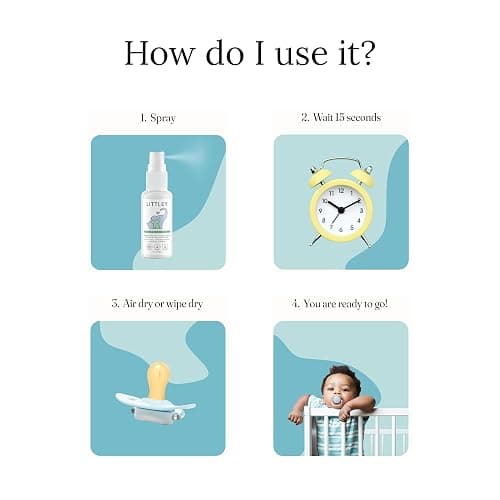 Think Smarter Products Littley Pacifier & Teether Cleaner with Hypochlorous Acid, Non-Toxic & Alcohol-Free, Gentle Formula for Cleaning Baby & Toddler Essentials, 8oz Spray Bottle thumbnail 7