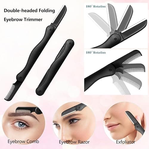 Eyebrow Razor, 5-in-1 Eyebrow Kit, Professional Eyebrow Grooming Set, Eyebrow Trimmer Set for Women and Men, Including Brow Razors Trimmer, Brush, Eyebrow Scissors, Slant Tweezers thumbnail 3