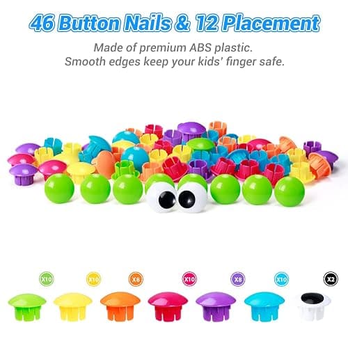 Geekper 68PCS Button Art Toys for Toddlers Color Matching Mosaic Pegboard, Early Learning Educational Toys for 3, 4, 5, 6 Year Old Kids Boys and Girls Easter Gifts, 10 Pictures and 58 Buttons thumbnail 8