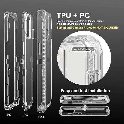 Follaroma for iPhone 15 Case, Heavy Duty Shockproof Protection Phone Cases, Anti-Drop, Dual Layer Transparent Protective Cover Compatible with iPhone 15, 6.1 inch,Crystal Clear thumbnail 3