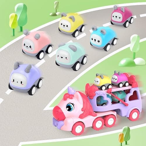seveclotree 7 in 1 Carrier Truck Toy Cars for Toddlers 1-3, With Lights & Music, Toddler Toys Age 2-4, Gifts for 1 2 3 Year Old Girls Birthday thumbnail 6