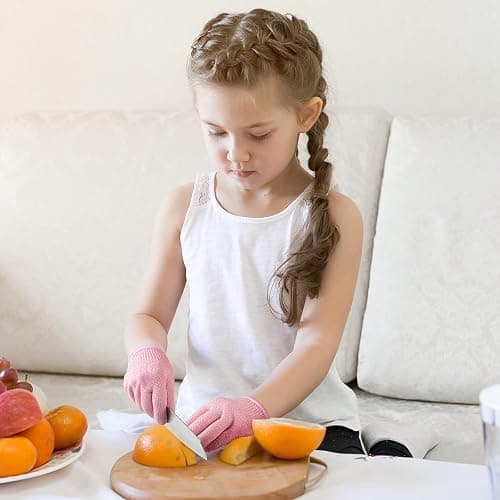 Geyoga 4 Pairs Kids Cut Resistant Gloves Level 5 Safe Gloves Protection | Ideal for Oyster Shucking, Garden Chores, Kitchen Prep and Handmade Craft DIY Projects thumbnail 5