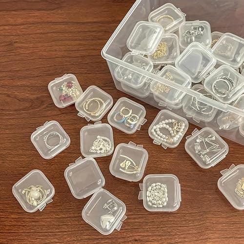 Moritic 40Pcs Mini Jewelry Storage Containers, 1.37 x 1.37 x 0.7 Inches,Clear Plastic Cases for Pearl Bracelets and Small Accessories (40) thumbnail 3