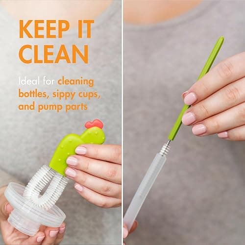 Boon Cacti Bottle Cleaning Brush Set - Includes Bottle Brush, Nipple Brush, Detail Brush, and Straw Brush - Baby Bottle Brush Set for Bottle Drying Rack - Baby Essentials - 4 Count thumbnail 7