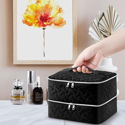 DreamGenius Nail Polish Organizer Case Holds 42 Bottles, Portable Double-Layer Nail Polish Storage Bag with Adjustable Dividers for Manicure Tools, Black thumbnail 8