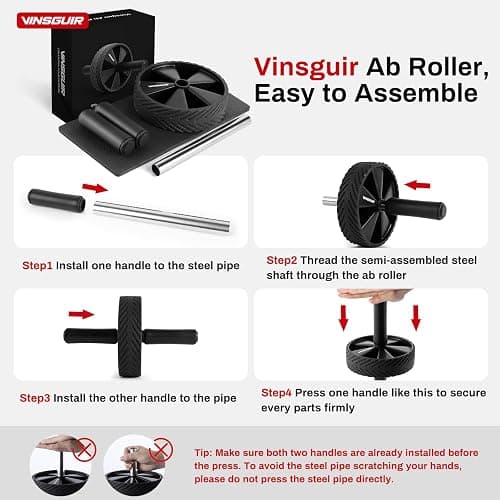 Vinsguir Ab Roller Wheel - Ab Workout Equipment for Difficult Abdominal & Core Strength Training, Home Gym Fitness Equipment, Exercise Wheel for Men Women (Black) thumbnail 6