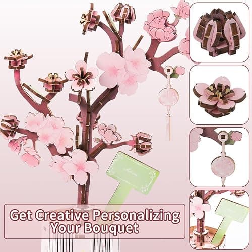 Insgen 3D Wooden Flower Puzzle for Adults, 3 Flowers Bouquet Building Sets, Wooden Flower Kit DIY Botanical Art Craft Model Kit Home Décor for Lovers Nature Enthusiasts thumbnail 3