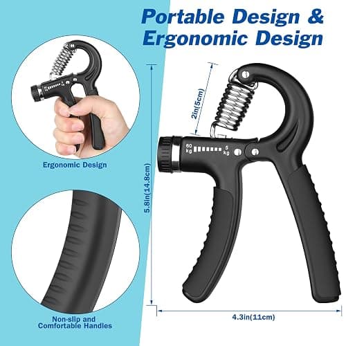 AIXPI Grip Strength Trainer, Hand Grip Exerciser Strengthener with Adjustable Resistance 11-132 Lbs (5-60kg), Forearm Strengthener, Hand Exerciser for Muscle Building and Injury Recover thumbnail 4