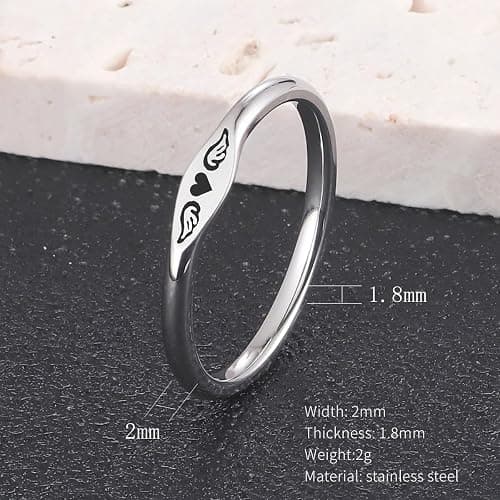 LIU JUN For Memorial - Tiny Heart With Wings Ring, Missing You Always I'll Hold You In My Heart Rings Lost Loved One Loss Miscarriage Memorial Jewelry Gift thumbnail 7