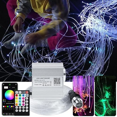 AKEPO Fiber Optic Sensory Lights for Autism Sensory Room for Kids, 10W RGBW Twinkle+Music Response+Bluetooth App Control Fiber Optic Light Engine with (3x0.75mm) Flash Point Cable 50pcs of 6.5ft/2m - Image 1
