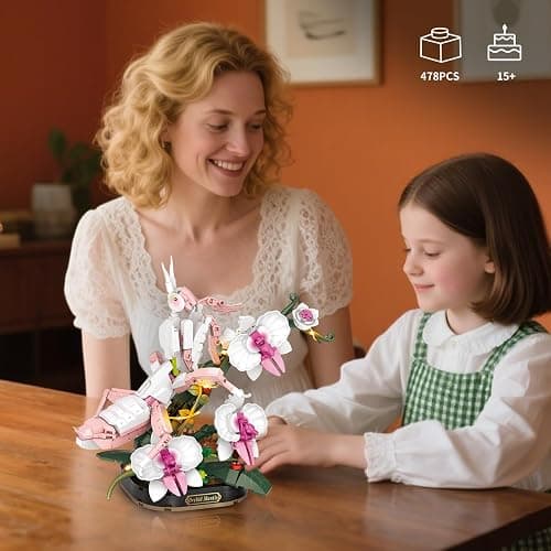 ABLEBUILDER Orchid Mantis & Insect Collection Mini Animals Building Set for Home Decor, Not Compatible with Botanical Flowers, 478 PCS Bonsai Tree Plants Building Toy for Adults, Gift for Kids 12-14+ thumbnail 2