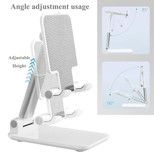 Meetuo 2 Pcs Cell Phone Stand for Desk Adjustable Desktop Phone Holder | Adjustable Angle Height, Fully Foldable&Portable, Compatible with iPhone 17/16/15/14/13/12/Smartphones thumbnail 7