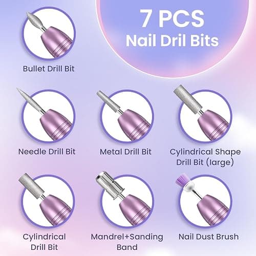 Electric Nail File, Professional Nail Drill Machine for Gel Nails, 20000RPM Adjustable Speed, Electric Nail Drill E File for Nail, Portable Manicure Pedicure Set for Women Girls Mum Nail Care Gifts thumbnail 7