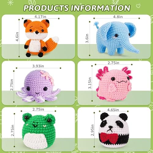 Gerute Crochet Kit for Beginners Adults Kids, Learn to Crochet with Step-by-Step Video Tutorials & Illustrated Guide, 40% More Yarn for 6 DIY Amigurumi Animal Projects, Complete Starter Supplies thumbnail 5