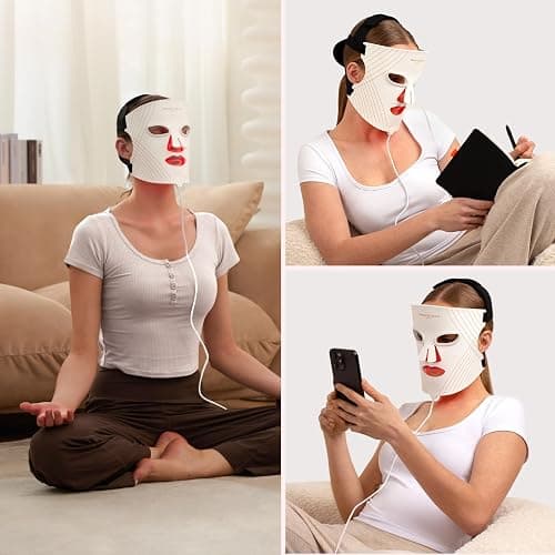 wavytalk Red Light Therapy Mask for Face, Glow Time LED Face Mask Light Therapy for Anti-Fine Line, Acne Treatment and Skin Rejuvenation with Red, Near-Infrared Light, Blue & Amber Light Therapy White thumbnail 9