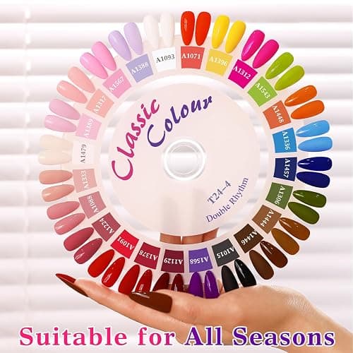 Double Rhythm 28Pcs 0.5Oz Gel Nail Polish Set Same Color Same Bottle Gel Polish Kit Nail Art Manicure Salon DIY at Home for Women (Red Pink Collection-T24-4) thumbnail 3
