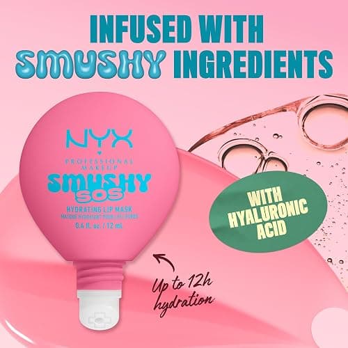 NYX Professional Makeup Smushy SOS, Hydrating Lip Mask, 12HR Hydration, Glossy Shine, Shade: Guava Glaze (Pink) thumbnail 4