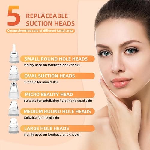 2025 Pore Vacuum, USB Rechargeable Blackhead Remover Vacuum,3 Levels Adjustable Pore Vacuum Blackhead Remover, with 5 Suction Power,6 Probes,Face Vacuum Pore Cleanser for Women & Men-White thumbnail 4