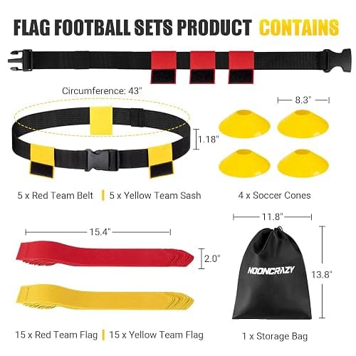 Flag Football Belts, 6/8/10/12/14 Player Flag Football Set for Kids, Youth & Adult, Adjustable Flag Football for Waist 22-43" thumbnail 3