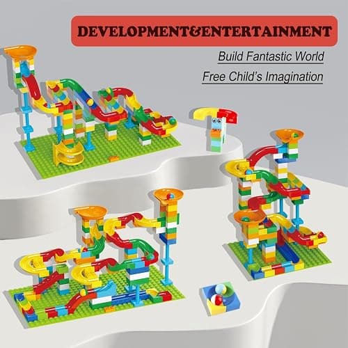 Anpcso Marble Run Building Blocks for Kids Age 3-8, 128 Pcs STEM Building Bricks Set with Toss Ring Game, Educational Learning Toys for Toddlers Boys Girls Gifts- Compatible with All Major Brands thumbnail 6
