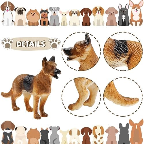 DOITEM Dog Figures for Kids, 12pcs Plastic Realistic Puppy Figurines, Small Dog Cake Topper, Learning Educational Toys Cake Toppers Birthday Gift for Kids Toddlers thumbnail 4