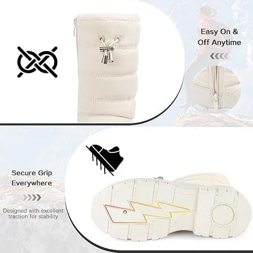 Viapipa Winter Boots for Women Waterproof, Snow Boots for Women, Womens Mid Calf Low Heel Zip Up Anti-Slip Warm Booties Comfortable for Outdoor Walking Hiking thumbnail 3