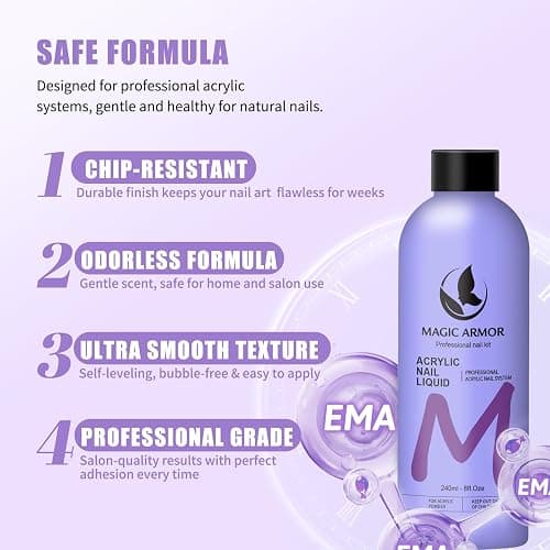 8FL.OZ Acrylic Liquid Monomer Acrylic Nail Liquid Non-Yellowing Acrylic Liquid Professional EMA Monomer Liquid for Acrylic Nail Extension and Carving, DIY Home Nail Salon Use thumbnail 3