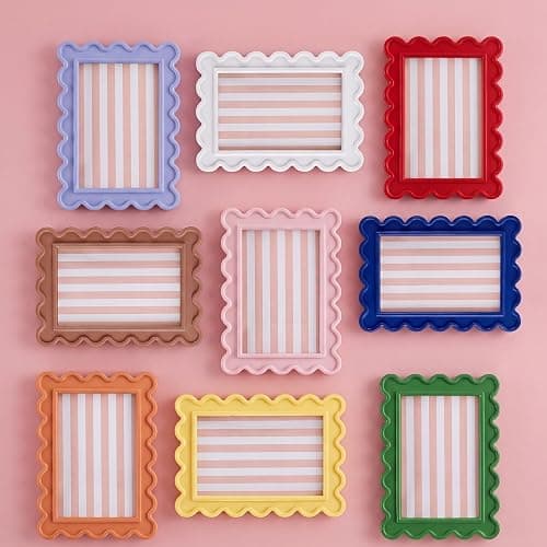 AceOrbit 4x6 Inches Light Yellow Flower Wavy Scalloped Picture Frame Cute Wavy Edge Wooden Real Glass Photo Frame for Desktop Display Home Decor Family Friends Wedding Graduation Gifts thumbnail 6