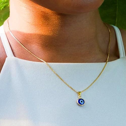 Ieftop Evil Eye Necklace for Women, 14K Gold Plated Necklaces Jewelry | Gold Plated Delicate Necklaces, Blue White CZ Pendant Necklace, Cute Boho Evil Eye Lucky Protection Jewelry, Gift for Women thumbnail 4